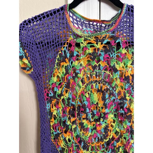 Handmade Purple Colorful Rainbow Crochet Top - Picture 2 of 7